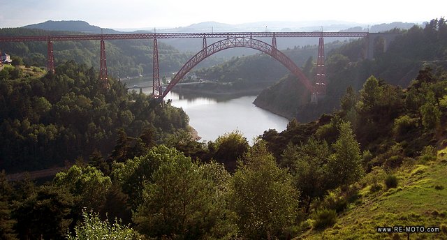 The antique Viaduct of Garabit, designed by Gustave Eiffel.