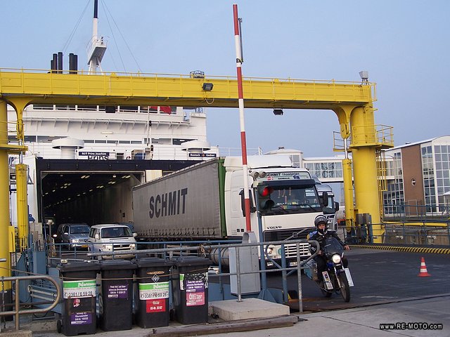 Getting off the ferry in Rostock, after riding through Denmark.