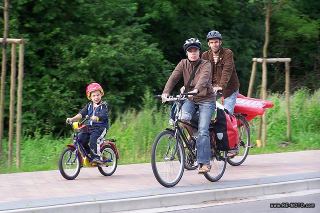 It's normal in Germany to see entire families go for a bike trip.