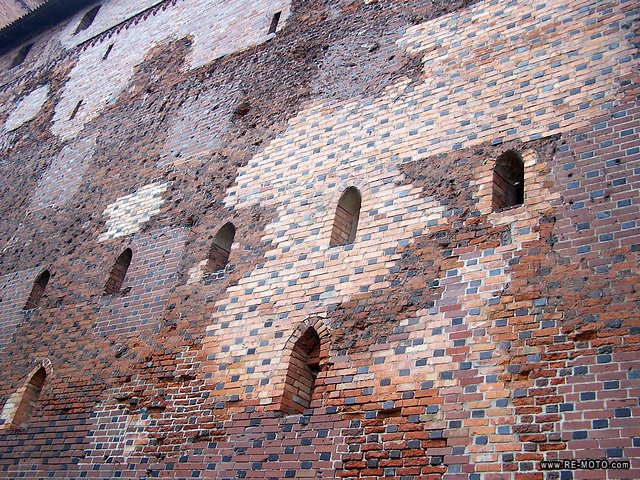 From the colours of the bricks you can see the reconstruction after every war- Malbork Castle