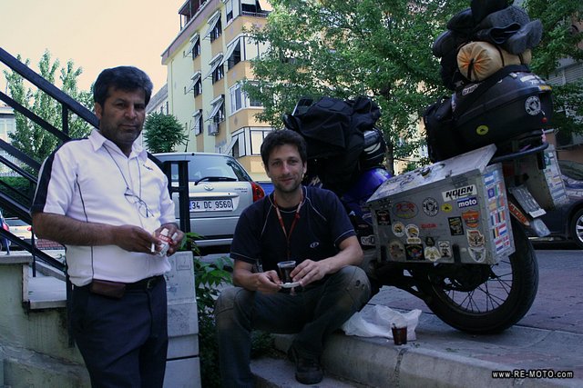 We were on the street waiting for a friend when this gentleman brought us two cups of tea.