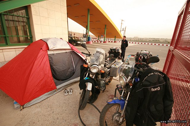 We were travelling with nothing but 12?, so we had to camp at a petrol station. It was no problem at all. We felt exceptionally safe in Iran.
