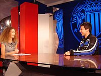A television interview at the tv channel of the Universidad Politécnica de Valencia